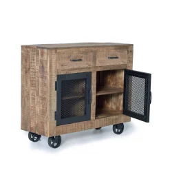 Wohnen Küchenschränke|Flurkommoden*Industrial Kombi-Kommode auf Metall-Rädern - Thiano