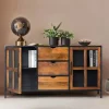 Wohnen Industrial Kommode mit Glastüren - Hayato