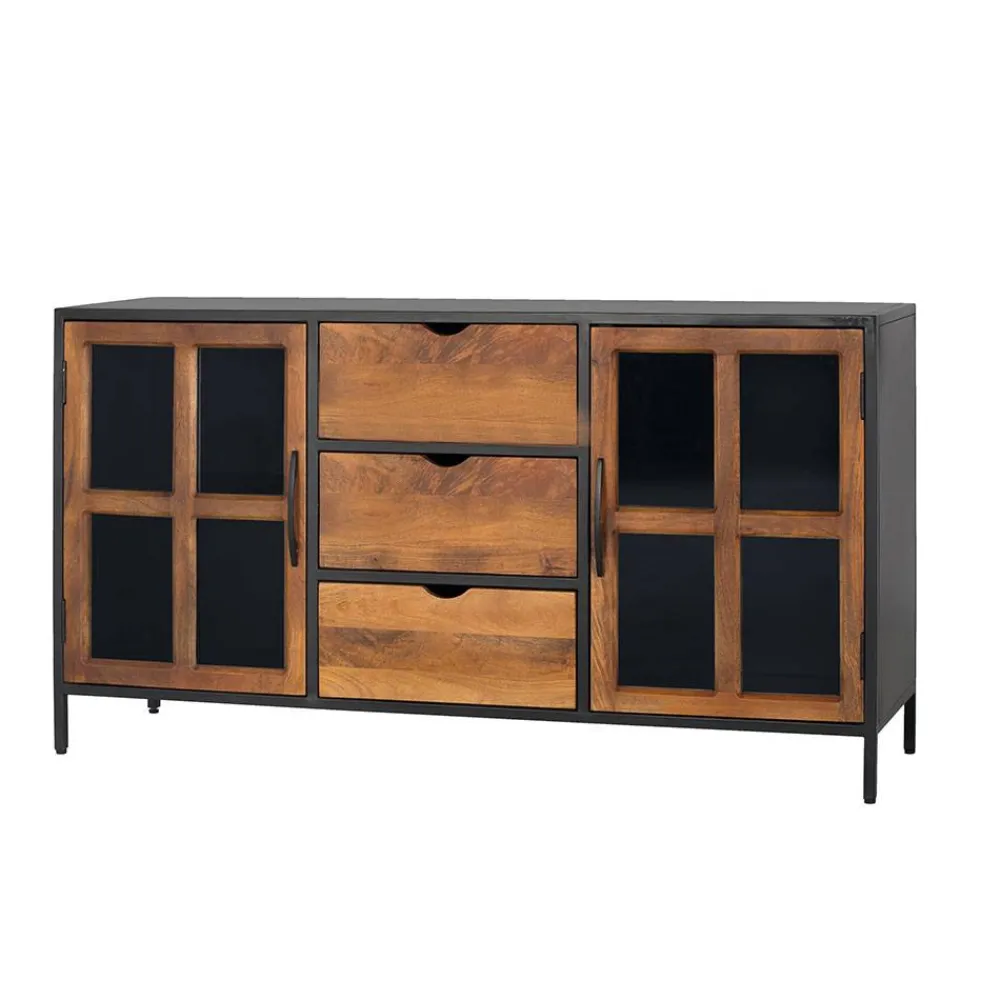 Wohnen Industrial Kommode mit Glastüren - Hayato