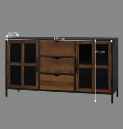 Wohnen Industrial Kommode mit Glastüren - Hayato