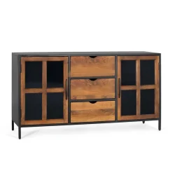 Wohnen Industrial Kommode mit Glastüren - Hayato