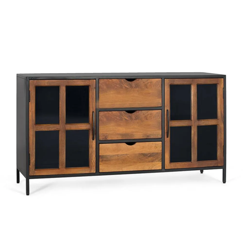 Wohnen Industrial Kommode mit Glastüren - Hayato