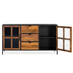 Wohnen Industrial Kommode mit Glastüren - Hayato