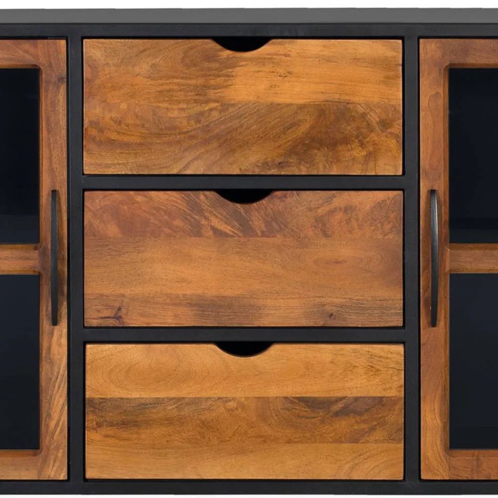 Wohnen Industrial Kommode mit Glastüren - Hayato