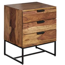 Wohnen Industrial Nachtkommode mit drei Schubladen - Lymeca