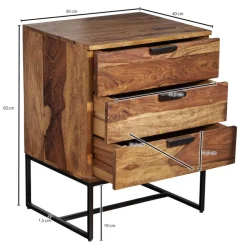 Wohnen Industrial Nachtkommode mit drei Schubladen - Lymeca