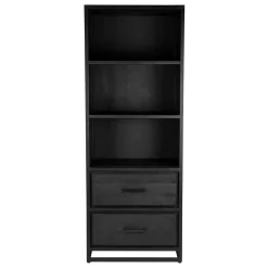 Wohnen Industrial Regal in Schwarz mit 2 Schubladen - Esturado