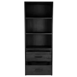 Wohnen Industrial Regal in Schwarz mit 2 Schubladen - Esturado