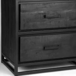 Wohnen Industrial Regal in Schwarz mit 2 Schubladen - Esturado