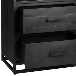 Wohnen Industrial Regal in Schwarz mit 2 Schubladen - Esturado