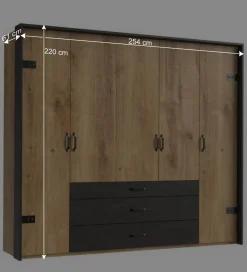 Wohnen Industrial Schlafzimmerschrank mit fünf Türen - Bram