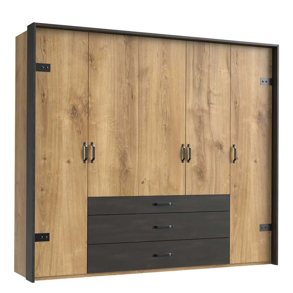 Wohnen Industrial Schlafzimmerschrank mit fünf Türen - Bram