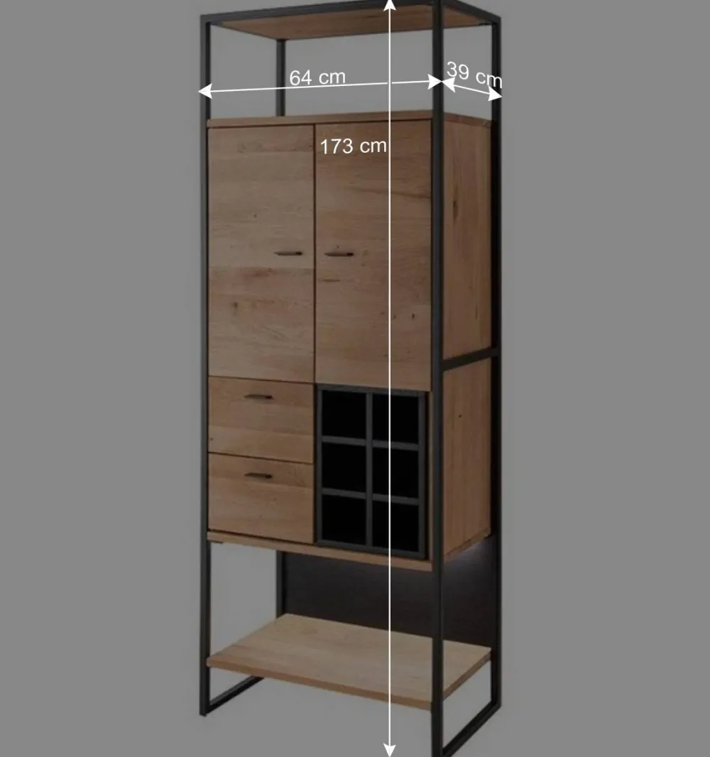 Wohnen Vitrinen|Wohnzimmer-Vitrinen*Industrial Schrank aus Wildeiche Massivholz - Manarola