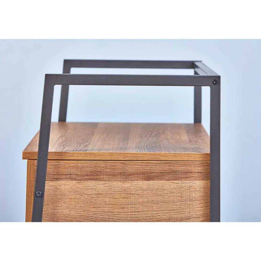 Wohnen Industrial Schuhbank in Wildeiche Optik - Vedrico