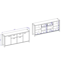 Wohnen Industrial Sideboard in 213x91x41 cm - Zavorra