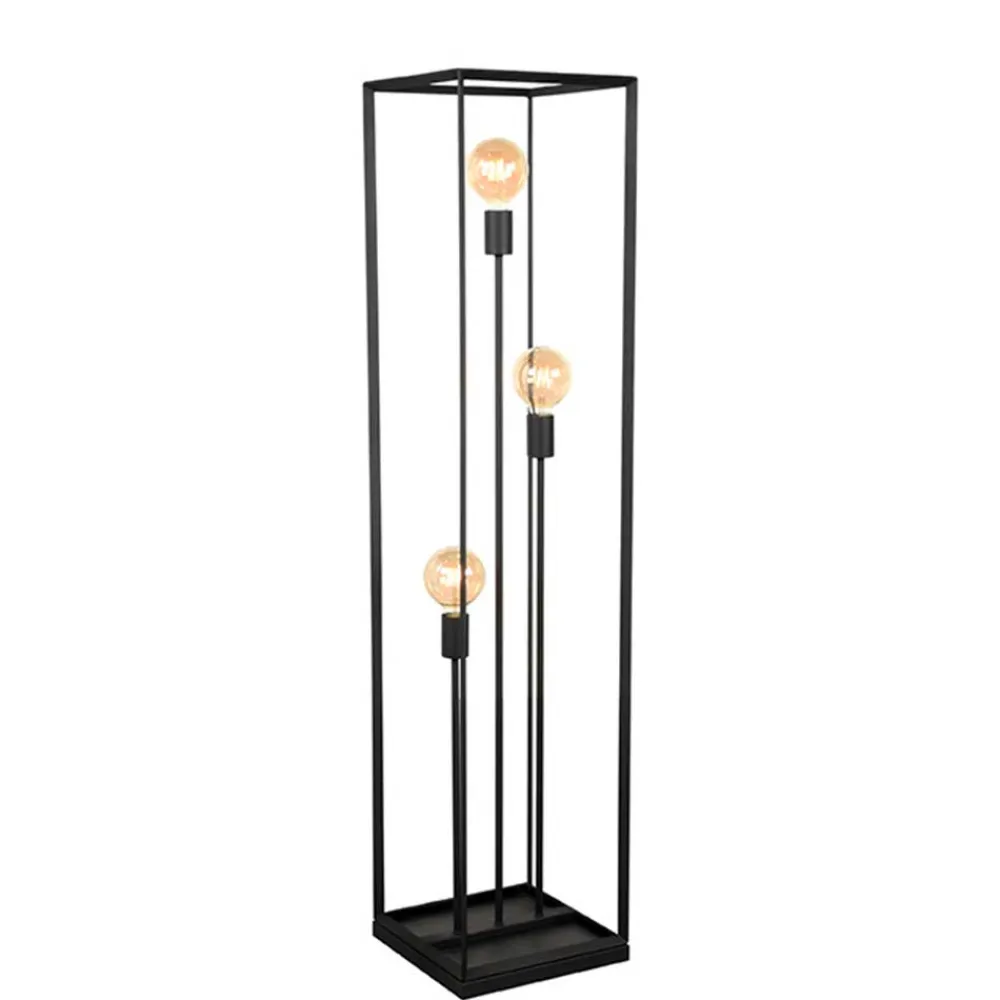 Wohnen Industrial Stehleuchte in Schwarz - Ake