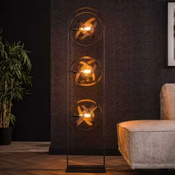 Wohnen Industrial Stehlleuchte in Schwarz aus Metall - Jandaria