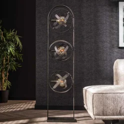 Wohnen Industrial Stehlleuchte in Schwarz aus Metall - Jandaria