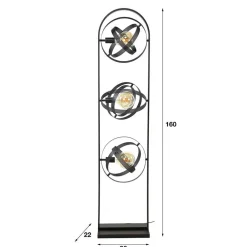 Wohnen Industrial Stehlleuchte in Schwarz aus Metall - Jandaria
