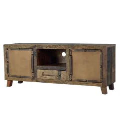 Wohnen Industrial TV Kommode aus Altholz und Metall - Stock
