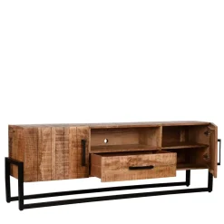 Wohnen Industrial TV Lowboard aus Mangobaum - Schanow