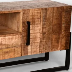 Wohnen Industrial TV Lowboard aus Mangobaum - Schanow