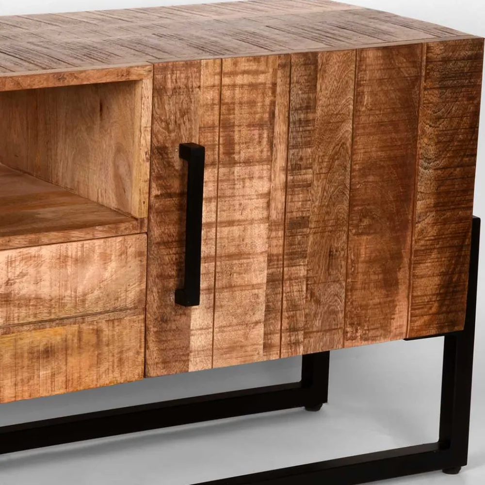 Wohnen Industrial TV Lowboard aus Mangobaum - Schanow