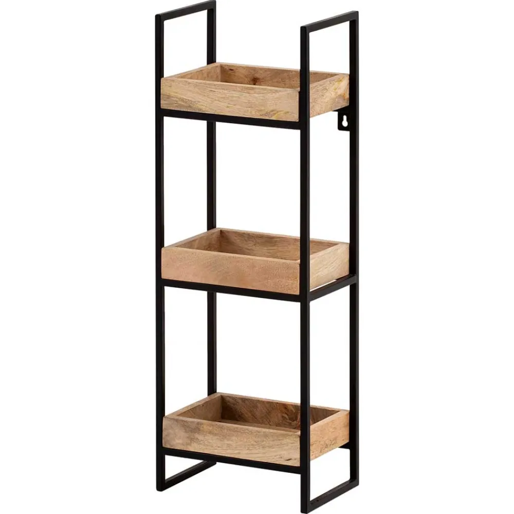 Wohnen Industrial Wandregal mit drei Ablagen - Karibia