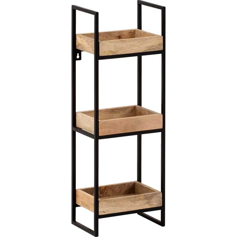 Wohnen Industrial Wandregal mit drei Ablagen - Karibia