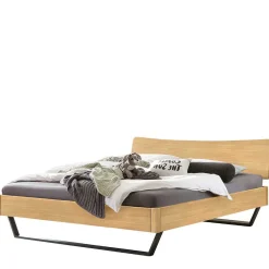 Wohnen Industrialbett in Eiche Hell mit Stahl - Oseidon