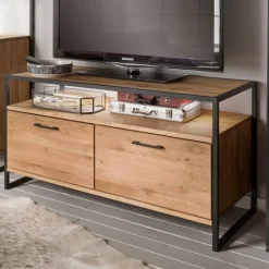 Wohnen Industrial-TV-Board aus Wildeiche Massivholz - Ingbo