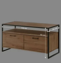 Wohnen Industrial-TV-Board aus Wildeiche Massivholz - Ingbo