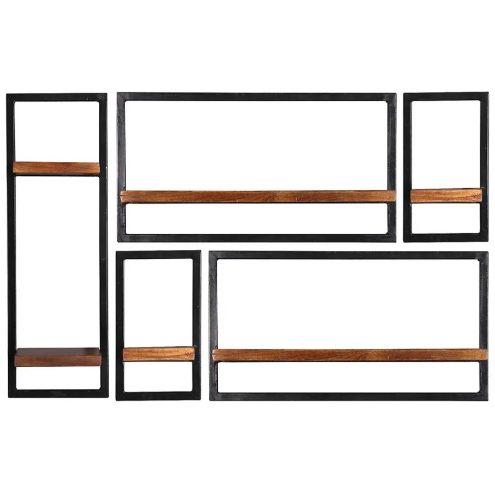 Wohnen Industrie Look Regale für die Wand - Mendoza (fünfteilig)
