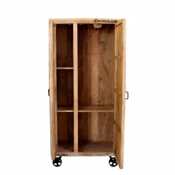 Wohnen Designermöbel*Industry Dielenschrank Indri aus Holz rustikal mit Schrift-Drucken