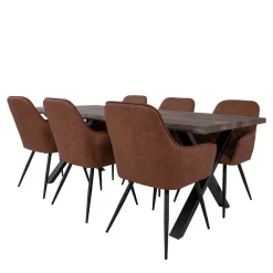 Wohnen Küchen-Essgruppen|Essgruppen*Industry Essgruppe in Eiche & Braun - Badryca (siebenteilig)