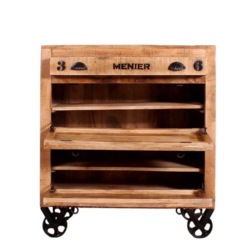 Wohnen Industry Garderobenmöbel Indri aus Mangobaum Massivholz (sechsteilig)