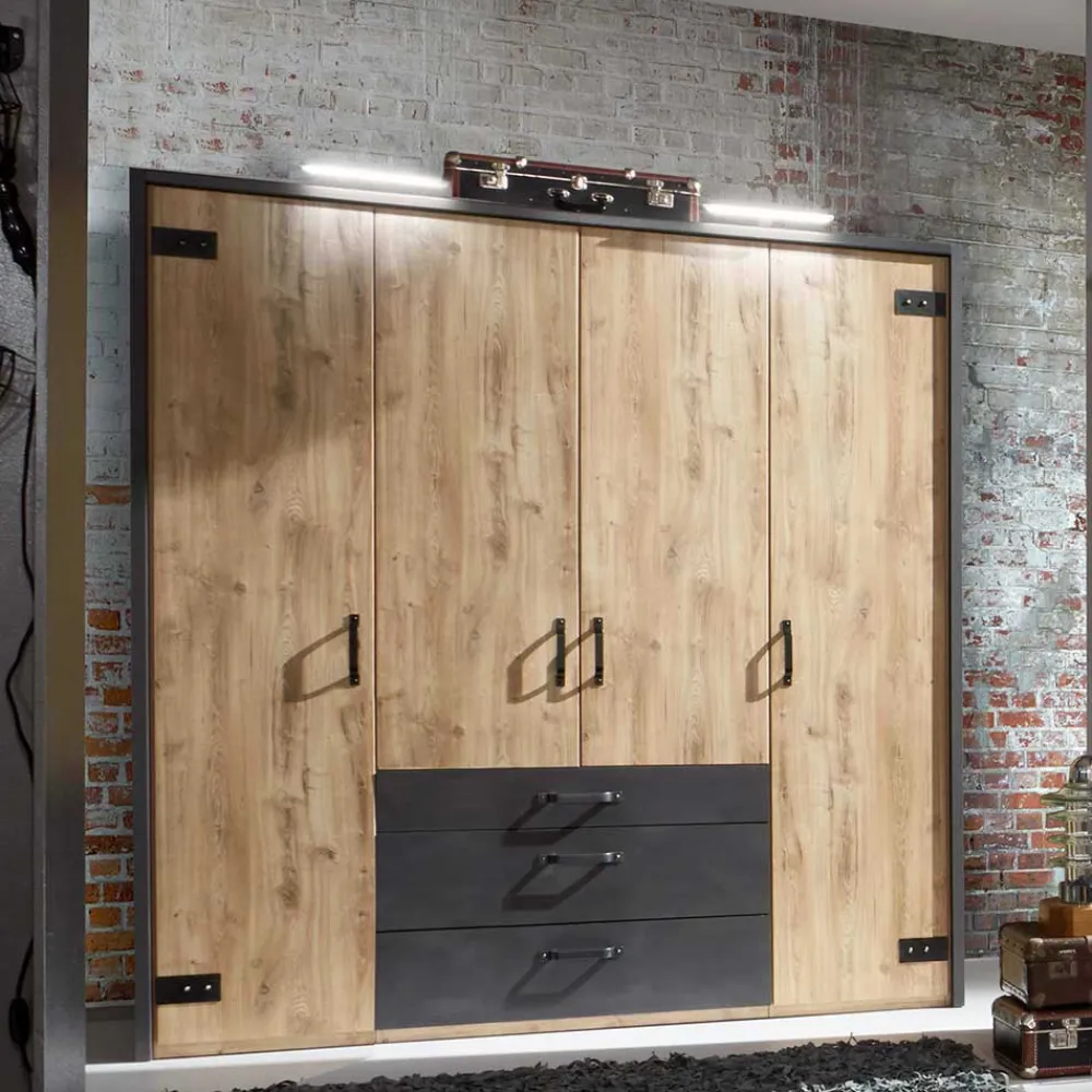 Wohnen Industry Kleiderschrank mit 200 cm Breite - Bram