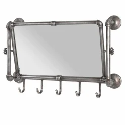 Wohnen Spiegel|Flurspiegel*Industry Spiegel mit Rahmen aus Stahlrohren Manicos & 5 Haken