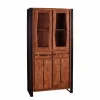 Wohnen Vitrinen|Wohnzimmer-Vitrinen*Industry Vitrinenschrank Smantana aus Holz Akazie Cognac