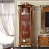 Wohnen Italienische Möbel|Esszimmer-Vitrinen*Italienische Vitrine in Nussbaum & Gold & Rot - Carlenna I
