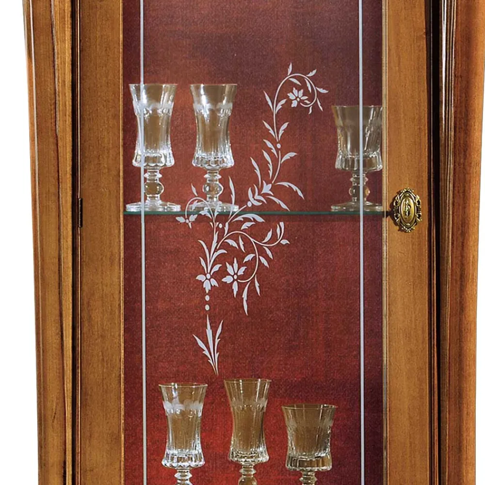 Wohnen Italienische Möbel|Esszimmer-Vitrinen*Italienische Vitrine in Nussbaum & Gold & Rot - Carlenna I