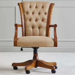 Wohnen Italienischer Design Bürostuhl in Beige Kunstleder - Albro