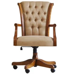 Wohnen Italienischer Design Bürostuhl in Beige Kunstleder - Albro