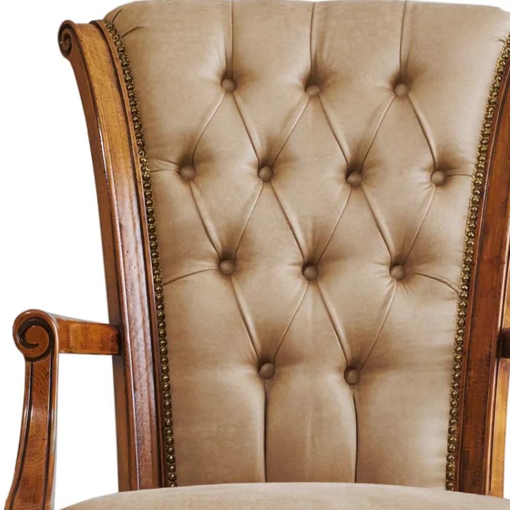 Wohnen Italienischer Design Bürostuhl in Beige Kunstleder - Albro