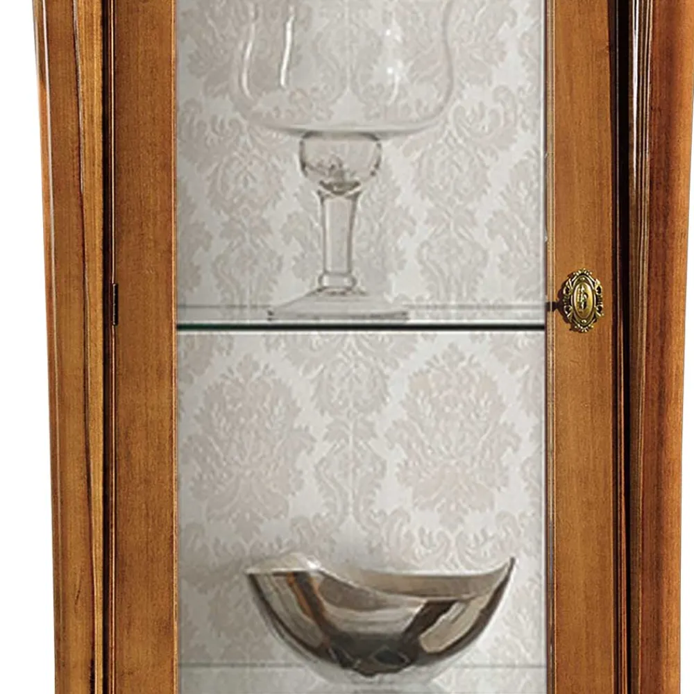 Wohnen Glasmöbel|Massivholzmöbel*Italienischer Vitrinenschrank in Nussbaum & Gold - Carlenna