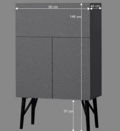 Wohnen Japandi Barschrank in Hellgrau - Looning