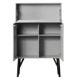 Wohnen Japandi Barschrank in Hellgrau - Looning