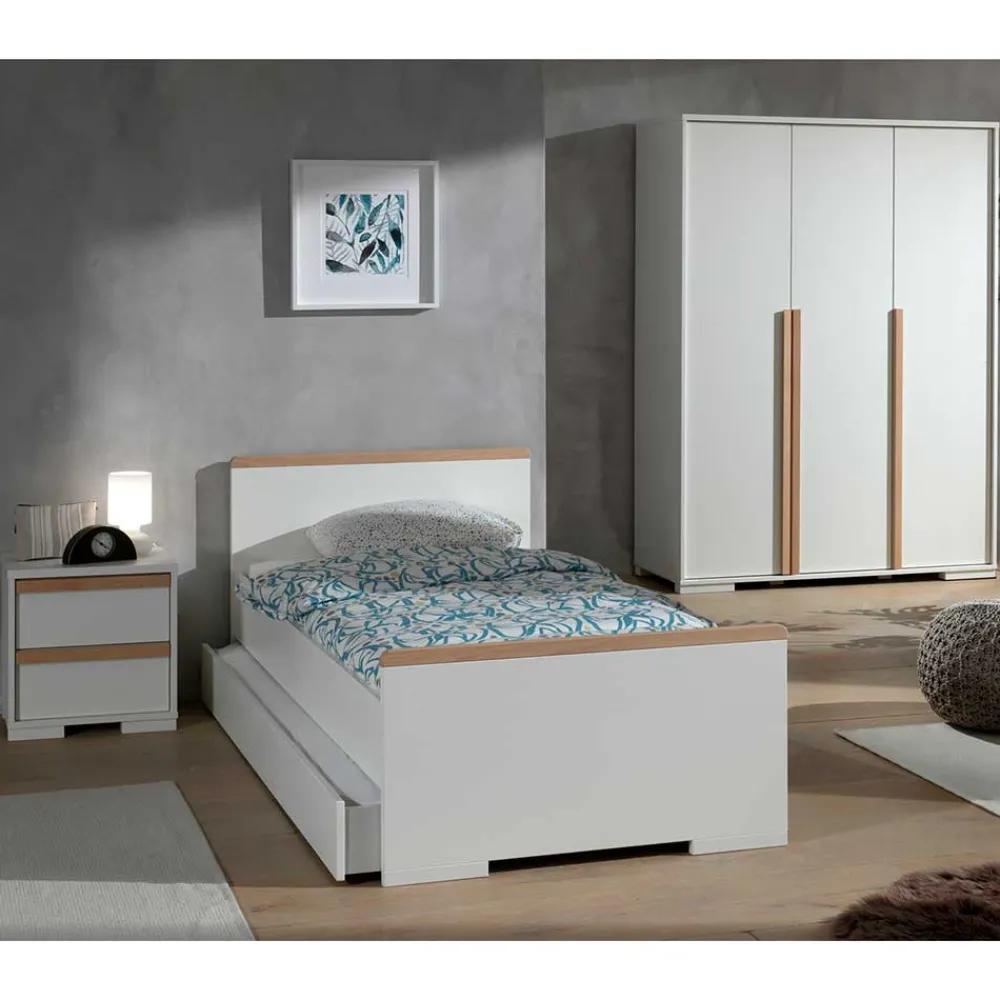 Wohnen Weiße Möbel|Jugendzimmer Komplett*Jugend Schlafzimmer Möbel in Weiß - Eldrus (dreiteilig)