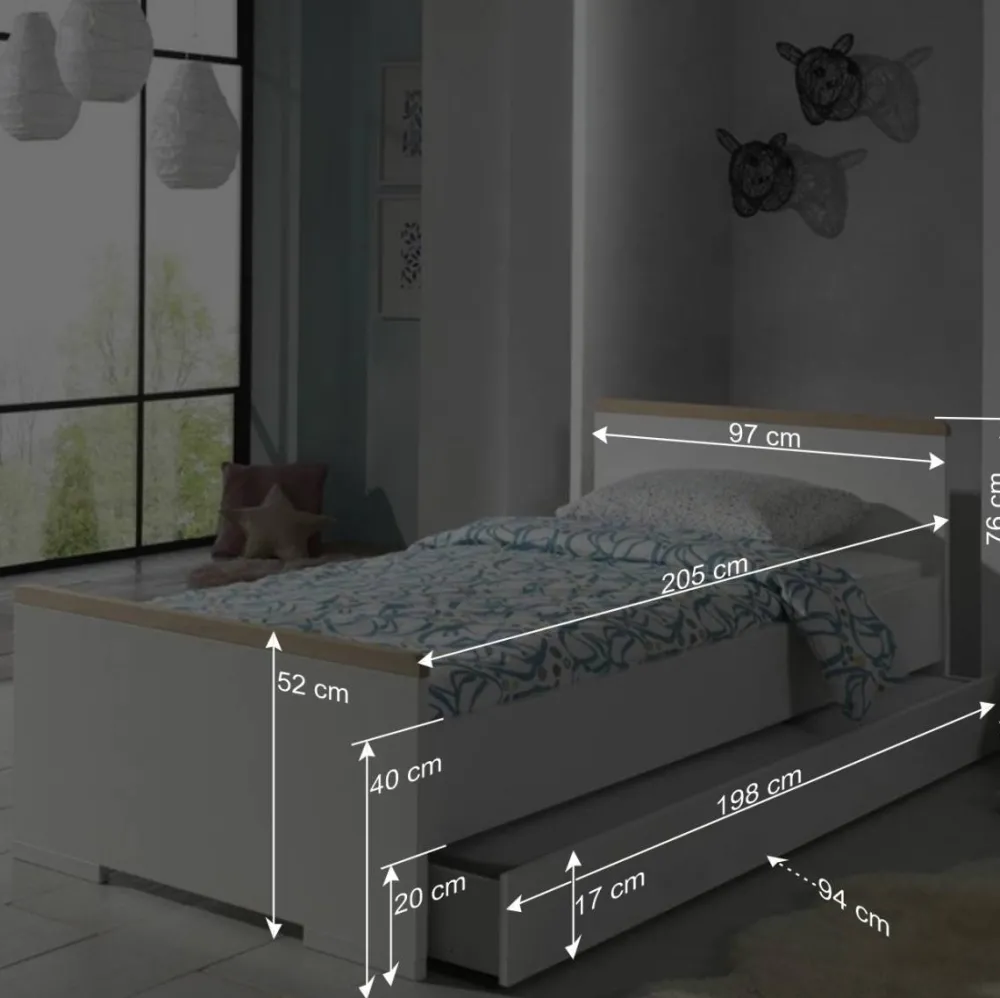 Wohnen Weiße Möbel|Jugendzimmer Komplett*Jugend Schlafzimmer Möbel in Weiß - Eldrus (dreiteilig)