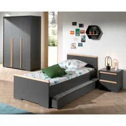 Wohnen Jugendzimmer Komplett*Jugendzimmer Einrichtung in Anthrazit - Navlius (dreiteilig)